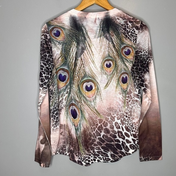 BLEU Peacock animal print long sleeve blouse - Picture 5 of 5
